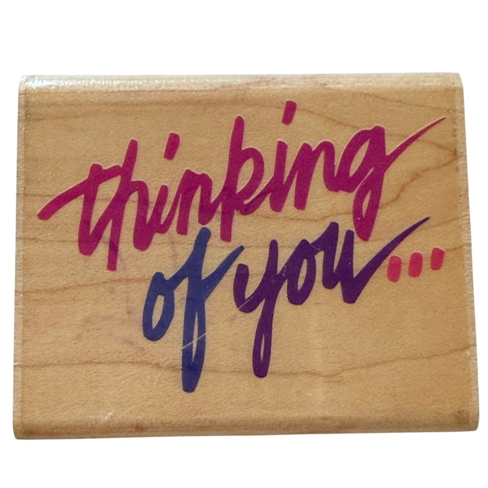 Vintage‎ Thinking of You & Party Wood Mounted Rubber Stamp Set 2 Card Making